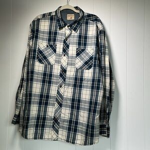 Red Head Brand Long Sleeve Button Front Shirt Men's Size XL Plaid Ripstop Cotton